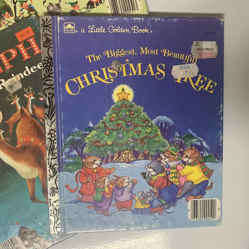VTG Christmas Little Golden Books Lot of 4 Nativity Santa Rudolph